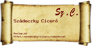 Szádeczky Ciceró névjegykártya